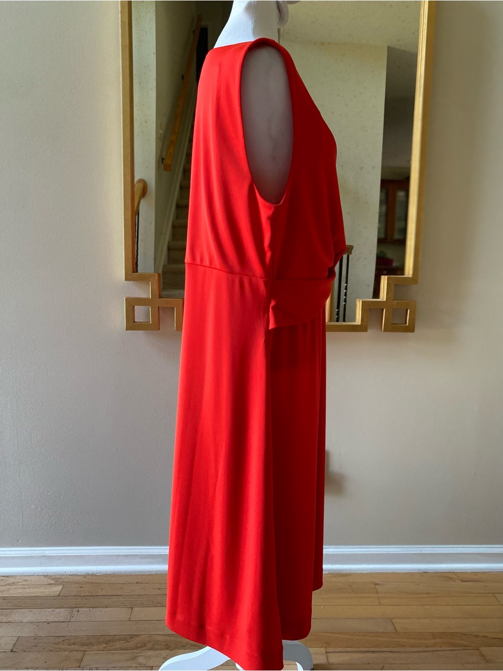 Ann Taylor Twist Front Jersey Dress Crimson Orange sz XL - Picture 7 of 15